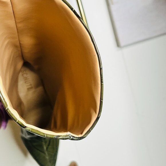 SCHUTZ Brand New Maryana Pointed Toe Boot In Military Green Womens 7.5 Crocodile - Picture 8 of 8